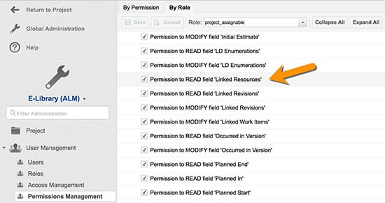 User permission controls who can see linked resources